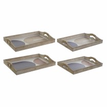 Schale DKD Home Decor 40,6 x 30 x 6 cm Beige Blau Holz MDF (2 Stück)