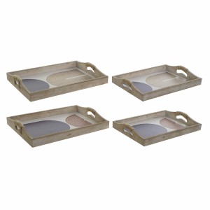 Schale DKD Home Decor 40,6 x 30 x 6 cm Beige Blau Holz MDF (2 Stück)