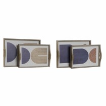 Schale DKD Home Decor 40,6 x 30 x 6 cm Beige Blau Holz MDF (2 Stück)