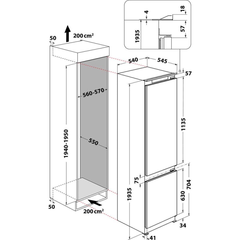 Réfrigérateur Combiné Whirlpool Corporation ART 9811 SF2 Blanc (193 x 54 cm)