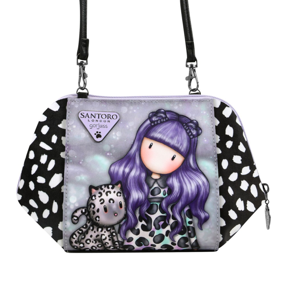 Sac à Bandoulière Gorjuss Smitten kitten Noir Blanc (26 x 15,5 x 9,5 cm)