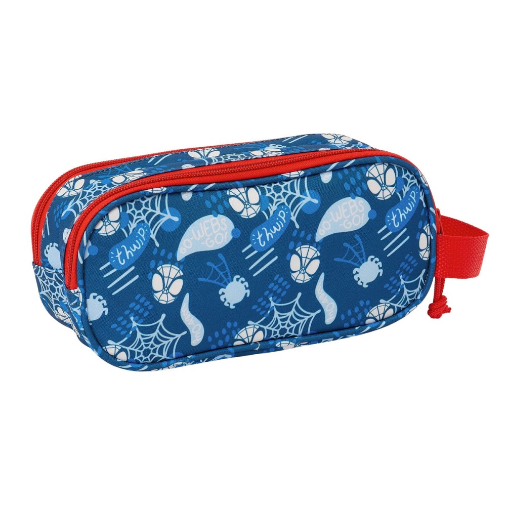 Trousse Fourre-Tout Double Spider-Man Rouge Blue marine 21 x 8 x 6 cm 3D