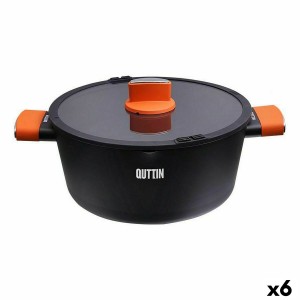 Kasserolle mit Glasabdeckung Quttin Gastro Schwarz Orange 34,5 x 25,5 x 12 cm (6 Stück)