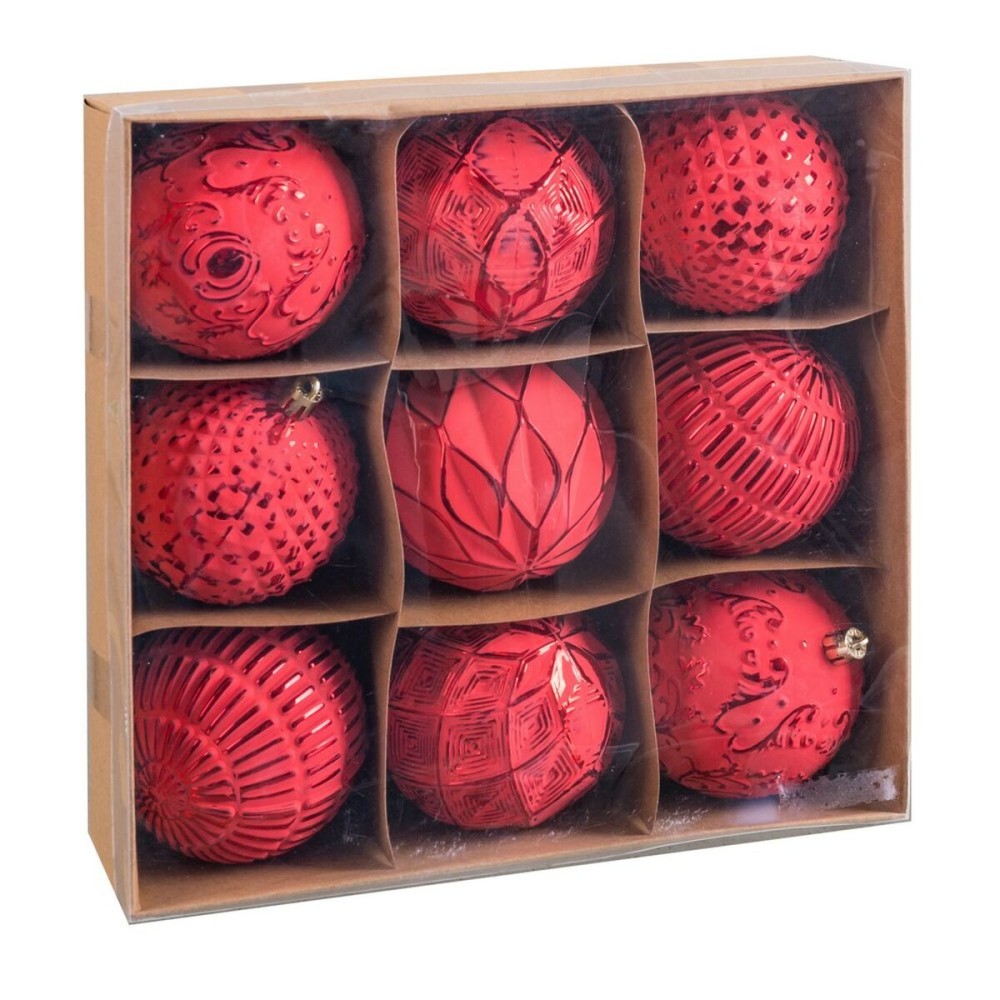 Christmas Baubles Red Plastic Ø 8 cm 24 x 24 x 8 cm (9Units)