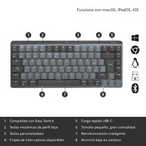 Bluetooth-Tastatur Logitech MX Mini Mechanical Schwarz Grau Qwerty US