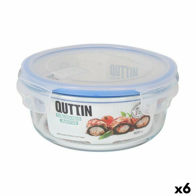 Hermetic Lunch Box Quttin Circular 900 ml (6 Units)