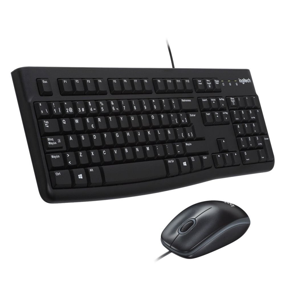 Tastatur mit Maus Logitech MK120 Schwarz Qwerty Spanisch