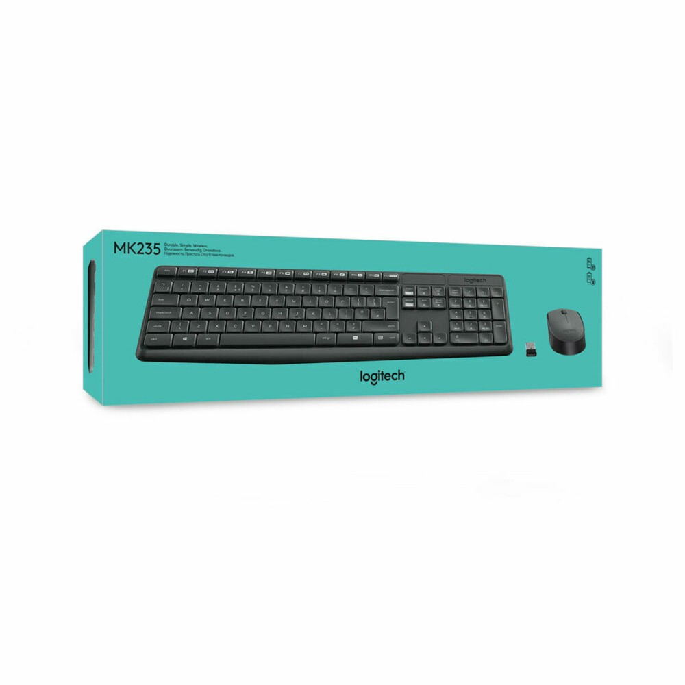 Clavier et souris sans fil Logitech MK235 Noir Gris QWERTY Qwerty US