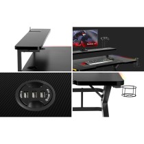 Bureau Gaming Huzaro HZ-Hero 5.0 RGB Noir Acier Fibre de Carbone 116 x 69,5 x 59 cm