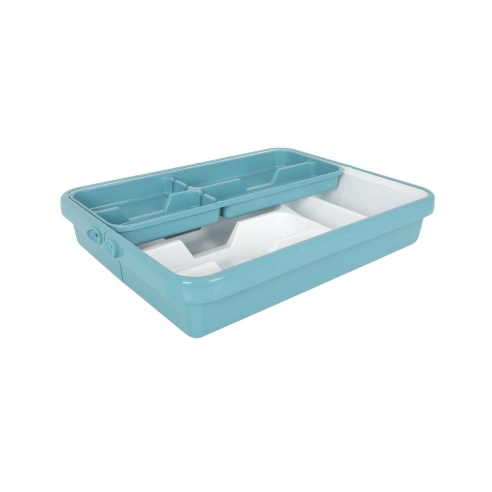 Cutlery Organiser Tontarelli Mixy Turquoise 31,7 x 41,8 x 7,7 cm Extendable (12 Units)