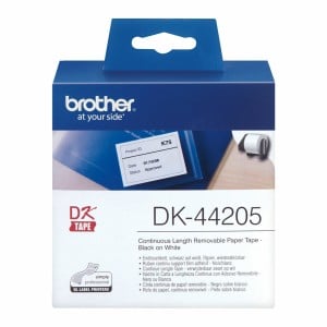 Etiquettes pour Imprimante Brother DK-44205 62 mm x 15,24 m Blanc Noir/Blanc (2 Unités)