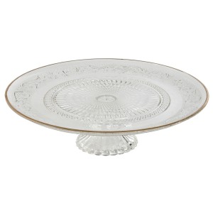 Assiette plate Home ESPRIT Transparent Doré Verre 33 x 33 x 9,4 cm