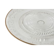 Assiette plate Home ESPRIT Transparent Doré Verre 33 x 33 x 9,4 cm