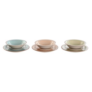 Service de Vaisselle Home ESPRIT Bleu Vert Multicouleur Rose Ambre Grès 26,5 x 26,5 x 3 cm 27,5 x 27,5 x 3 cm 18 Pièces