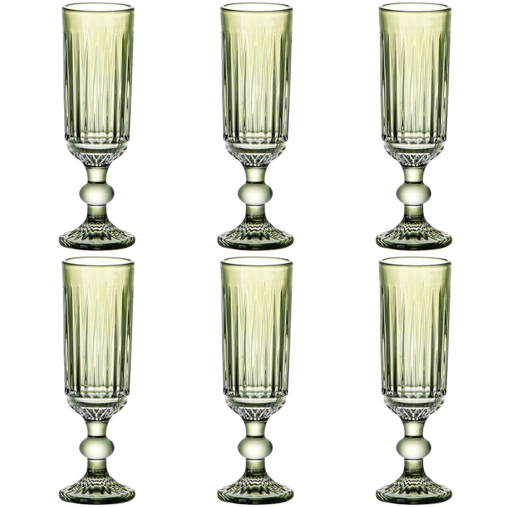 Set de Verres Home ESPRIT Vert Verre 6 x 6 x 18,4 cm (6 Unités)