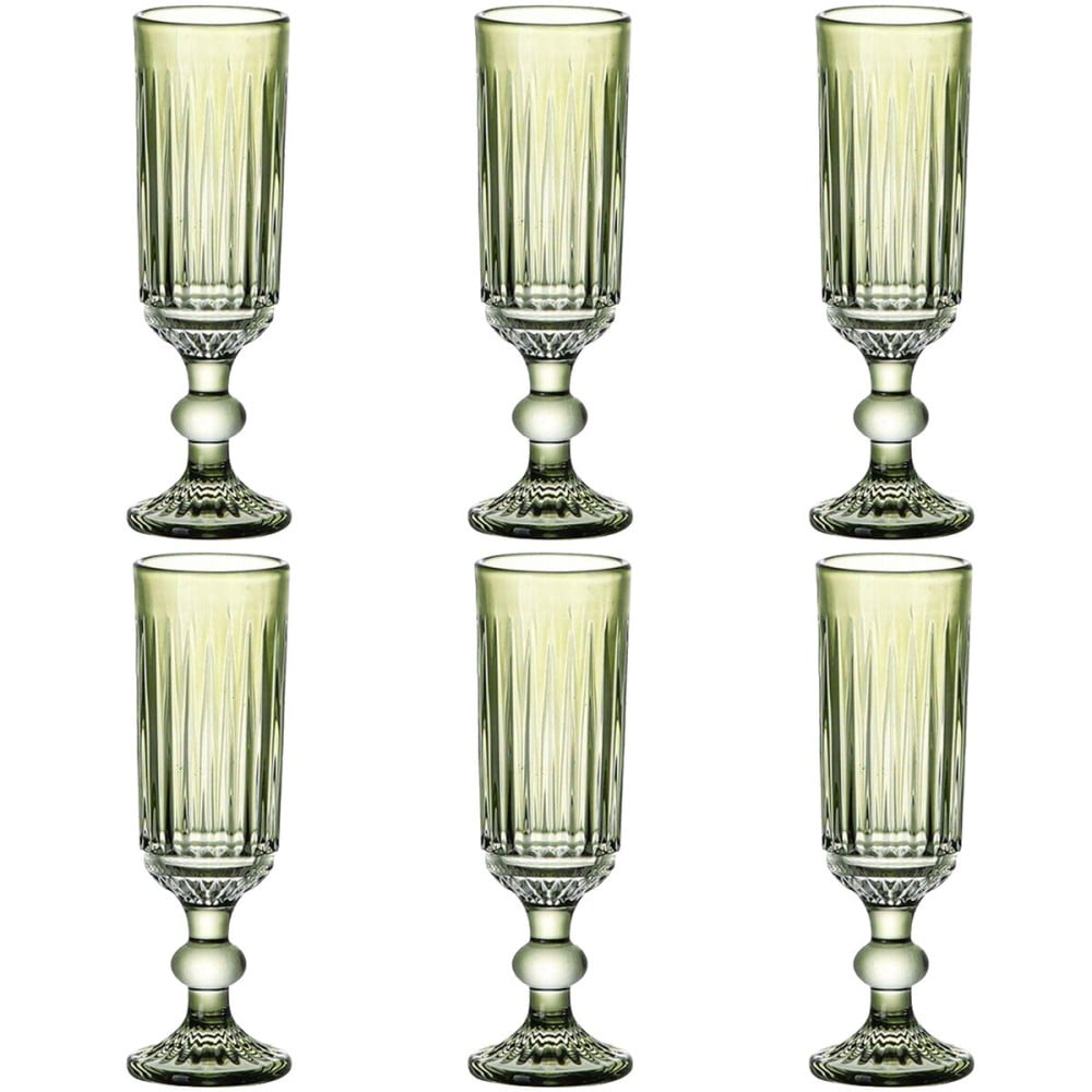 Set of cups Home ESPRIT Green Crystal 6 x 6 x 18,4 cm (6 Units)