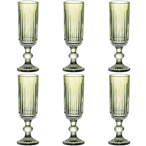 Set of cups Home ESPRIT Green Crystal 6 x 6 x 18,4 cm (6 Units)