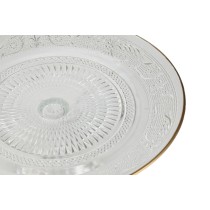 Assiette plate Home ESPRIT Transparent Doré Verre 23 x 23 x 8 cm