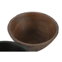 Bol pour Apéritifs Home ESPRIT Marron Noir Marron Clair Bois de manguier Colonial 15 x 15 x 8 cm (3 Unités)