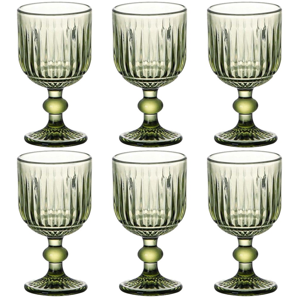 Set de Verres Home ESPRIT Vert Verre 8 x 8 x 14,5 cm (6 Unités)