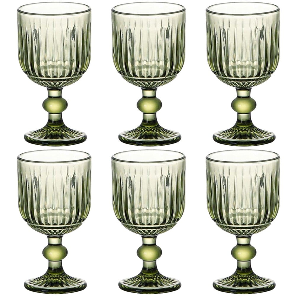 Set of cups Home ESPRIT Green Crystal 8 x 8 x 14,5 cm (6 Units)