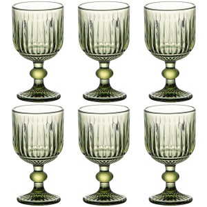 Set of cups Home ESPRIT Green Crystal 8 x 8 x 14,5 cm (6 Units)