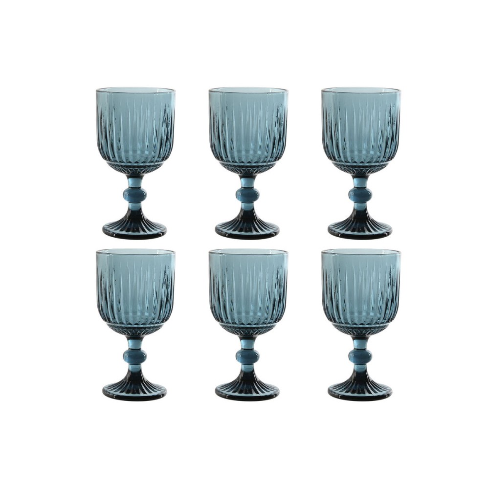 Set of cups Home ESPRIT Blue Crystal 8,8 x 8,8 x 16,3 cm (6 Units)