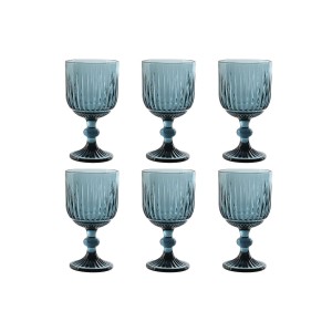 Set de Verres Home ESPRIT Bleu Verre 8,8 x 8,8 x 16,3 cm (6 Unités)