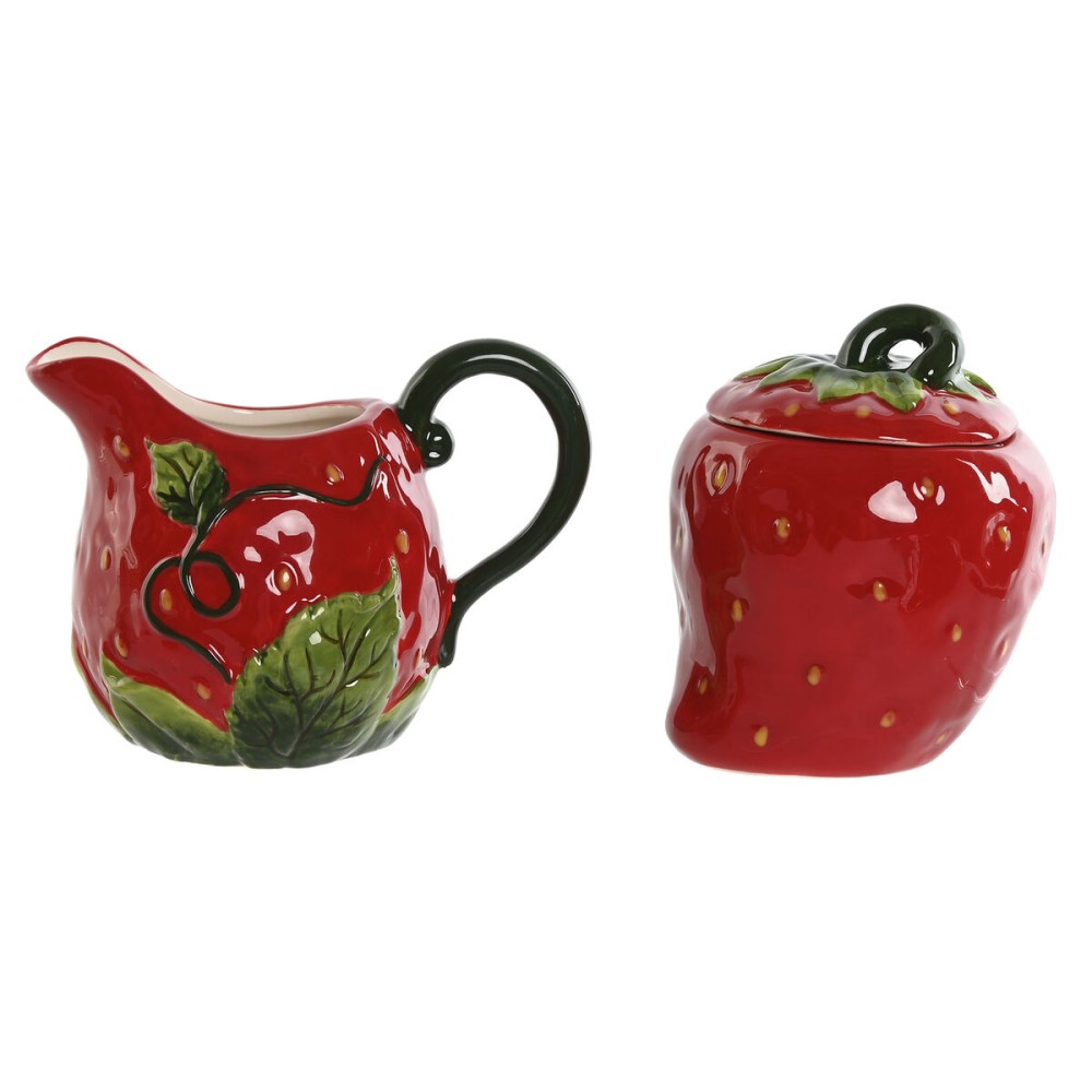 Milk jug and sugar bowl Home ESPRIT Red Stoneware 15 x 10 x 11 cm 2 Pieces