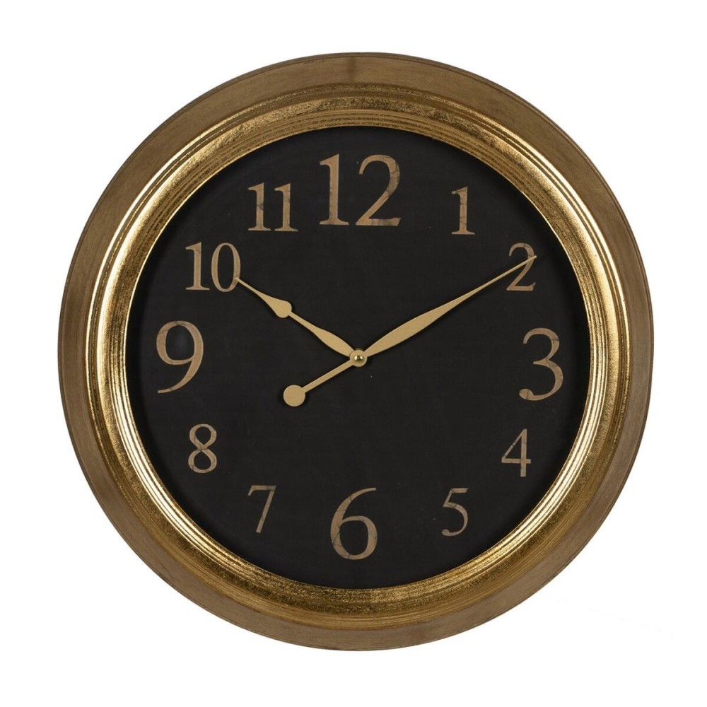 Horloge Murale Noir Doré PVC Verre Fer Bois MDF 47 x 5,5 x 47 cm