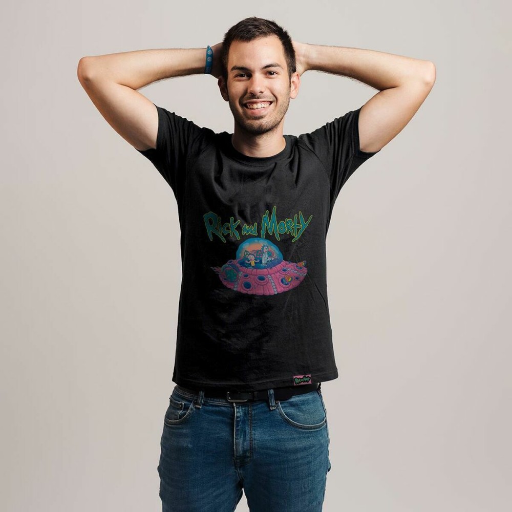 Unisex Kurzarm-T-Shirt Rick and Morty Schwarz