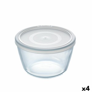 Runde Lunchbox mit Deckel Pyrex Cook & Freeze 1,1 L 15 x 15 x 10 cm Durchsichtig Silikon Glas (4 Stück)