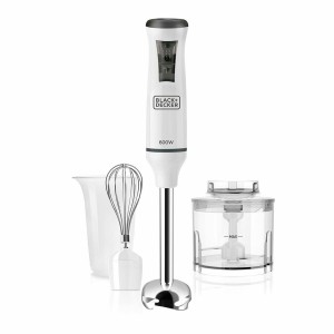 Hand-held Blender Black & Decker BXHBA600E 600W Stainless steel White