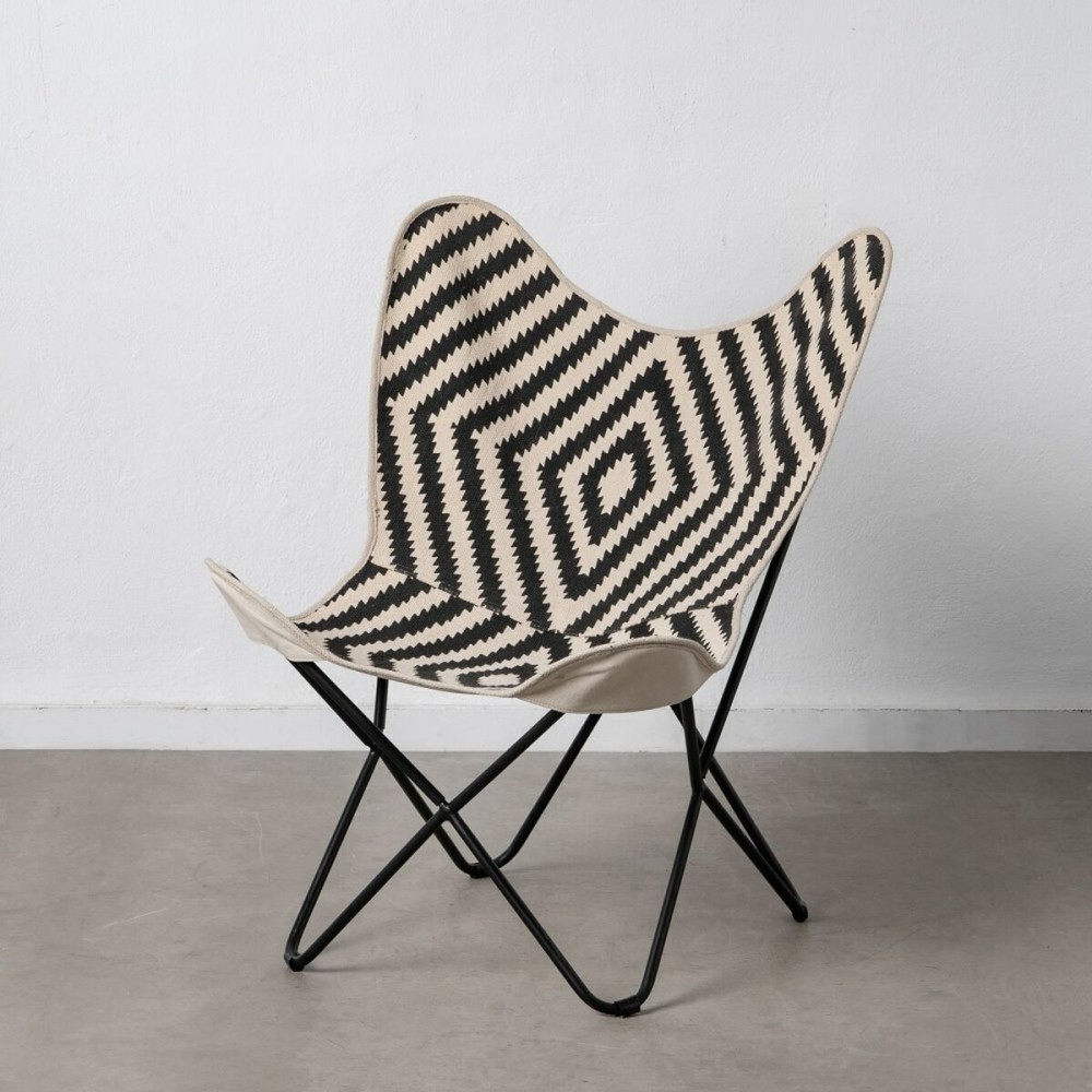 Armchair White Black 75 x 75 x 95 cm