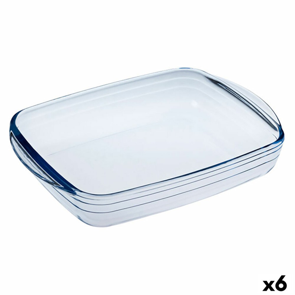 Rectangular Mould Ô Cuisine Ocuisine Vidrio Transparent Glass 28 x 20 x 5 cm Rectangular (6 Units)