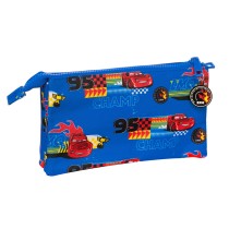 Trousse Fourre-Tout Triple Cars Race ready Bleu 22 x 12 x 3 cm