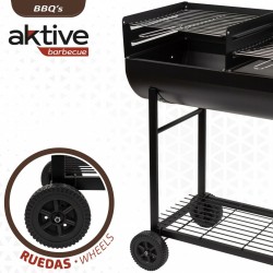 Coal Barbecue with Wheels Aktive Plastic Enamelled Metal 97 x 96 x 42 cm Black