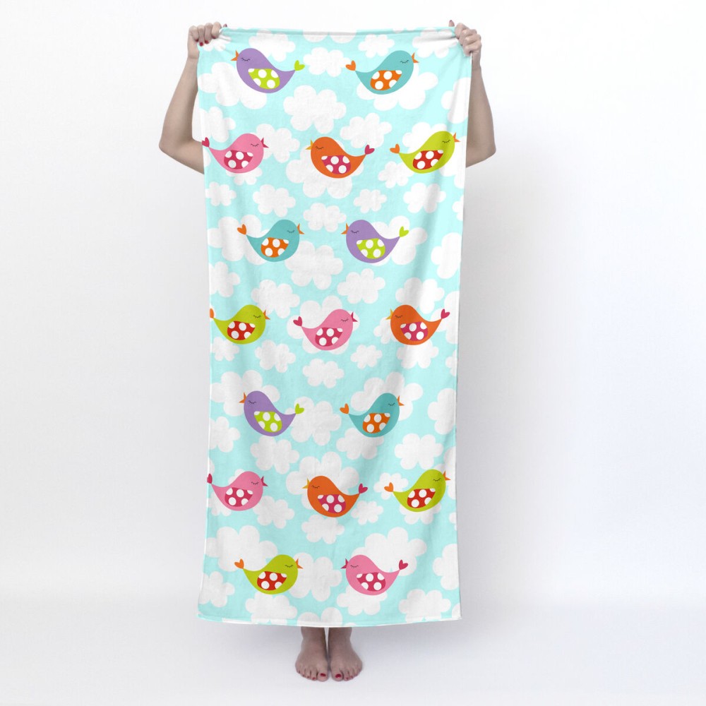 Bath towel HappyFriday Mr Fox Little Birds Multicolour 70 x 150 cm