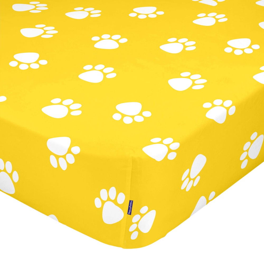 Fitted sheet HappyFriday MR FOX Yellow 70 x 140 x 14 cm