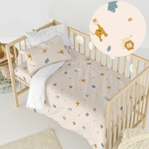 Parure de couette HappyFriday Mini Animals Multicouleur Lit de bébé 2 Pièces