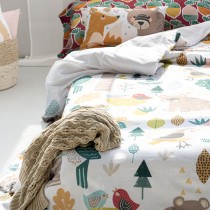 Parure de couette HappyFriday Moshi Moshi Harvestwood Multicouleur Lit 1 persone 2 Pièces