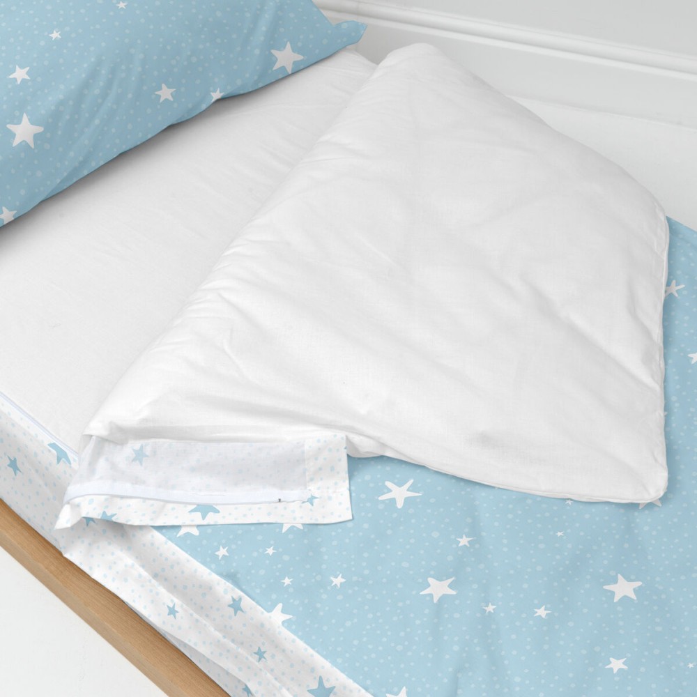 Quilt Cover without Filling HappyFriday Basic Kids Little star Blue 105 x 200 cm