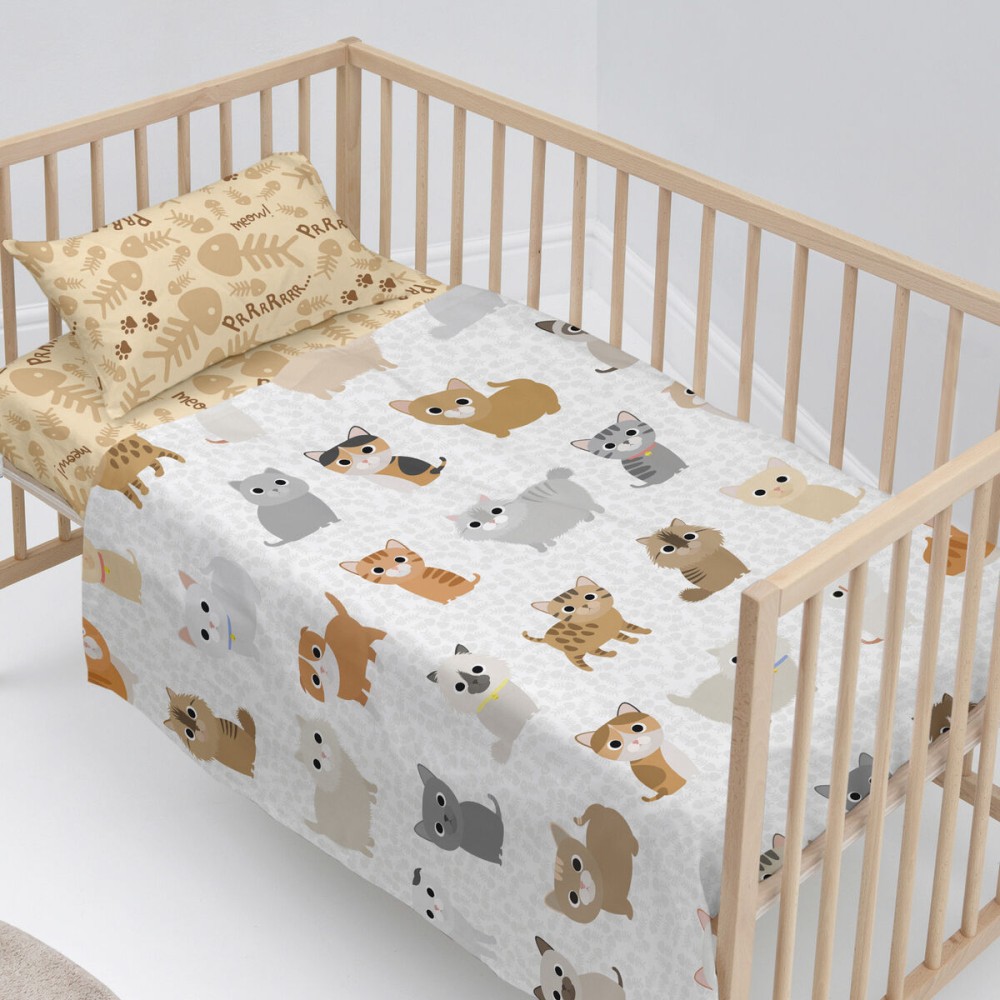 Bedding set HappyFriday Mr Fox Cats Multicolour Baby Crib 2 Pieces