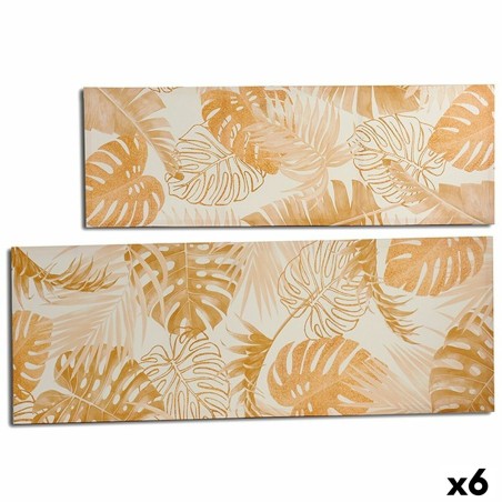 Leinwand Pflanzenblatt Gold 135 x 45 x 1,5 cm (6 Stück)