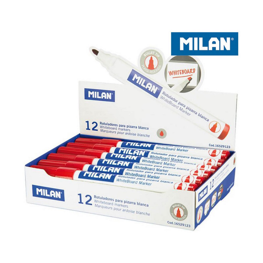 Filzstifte Milan Weißes Brett 12 Stück Rot PVC