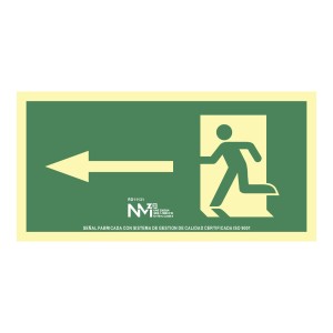 Sign Normaluz Evacuación flecha izquierda PVC 32 x 16 cm