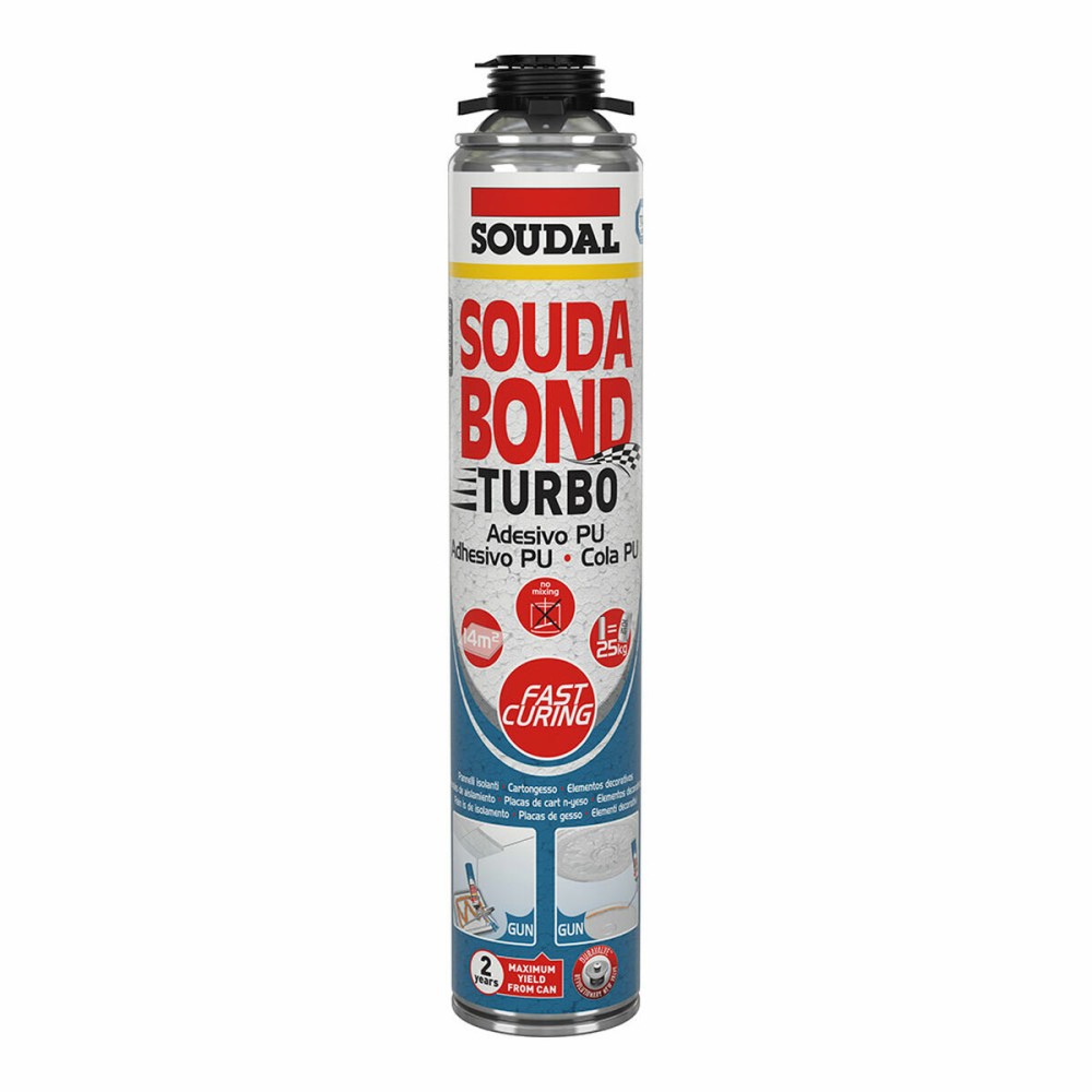 Mousse Soudal SoudaBond Turbo Polyuréthane Revolver 750 ml