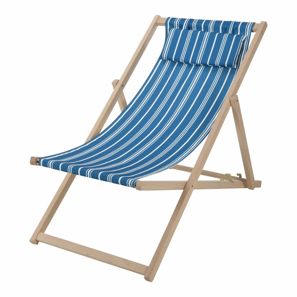 Chaise Pliante avec Repose-Tête Bois Tissu 97 x 56 x 85 cm