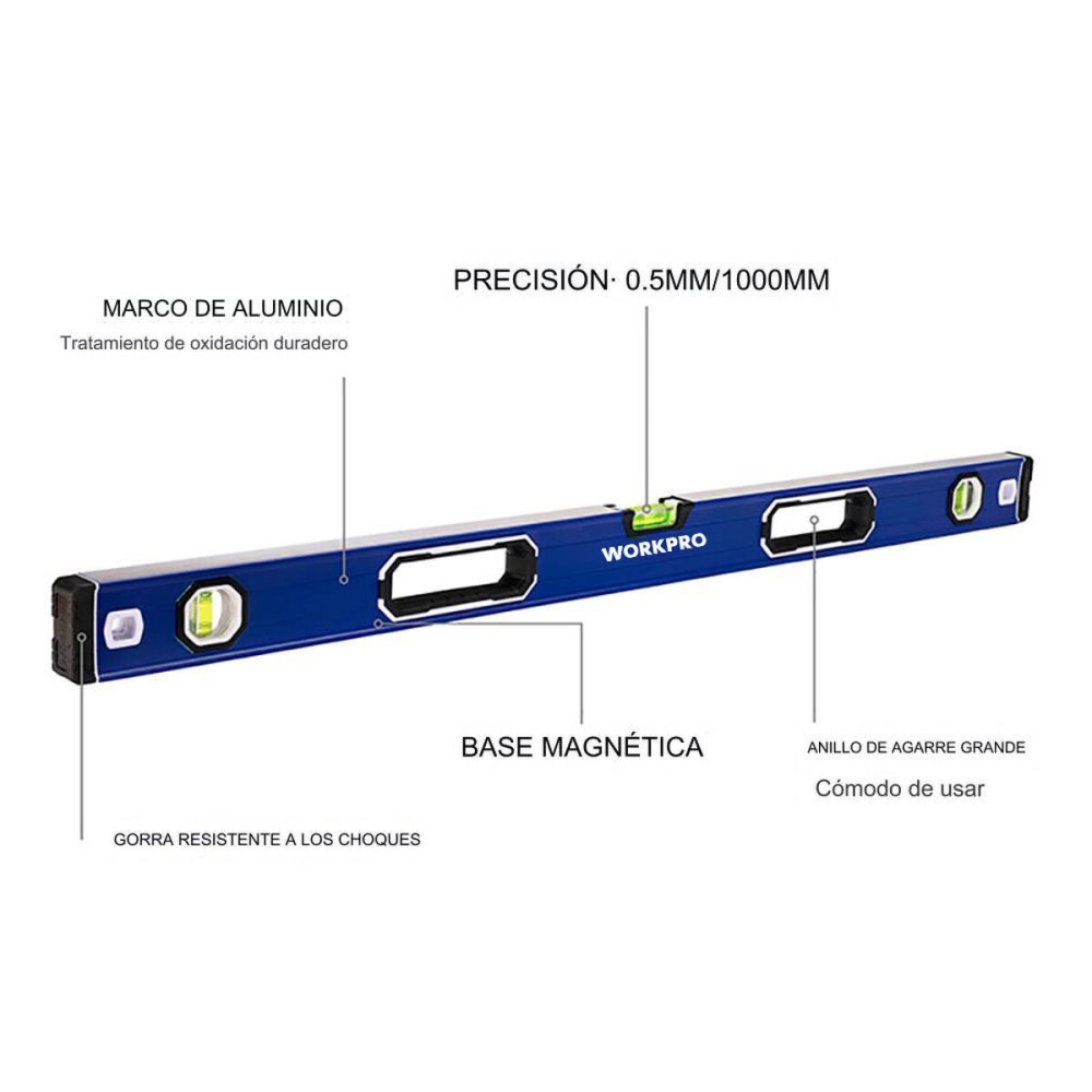 Spirit Level Workpro Aluminium 60 cm Magnetic