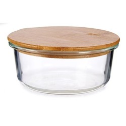 Panier-repas rond avec couvercle Vivalto LHB-HR-620F Bambou 15 x 6,5 x 15 cm (12 Unités)